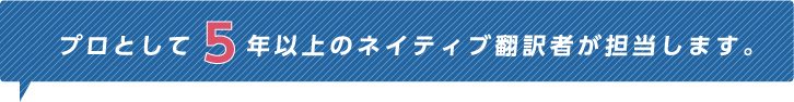 プロとして5年以上のネイティブ翻訳者が担当します。