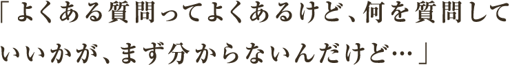 「よくある質問ってよくあるけど、何を質問していいかが、まず分からないんだけど…」