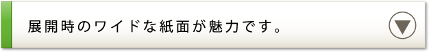 展開時のワイドな紙面が魅力です。