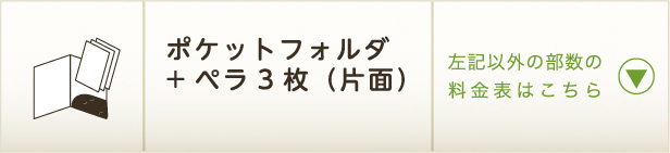 ポケットフォルダ+ペラ3枚（片面） 左記以外の部数の料金表はこちら