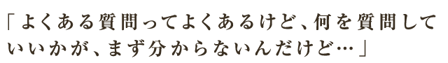 「よくある質問ってよくあるけど、何を質問していいかが、まず分からないんだけど…」